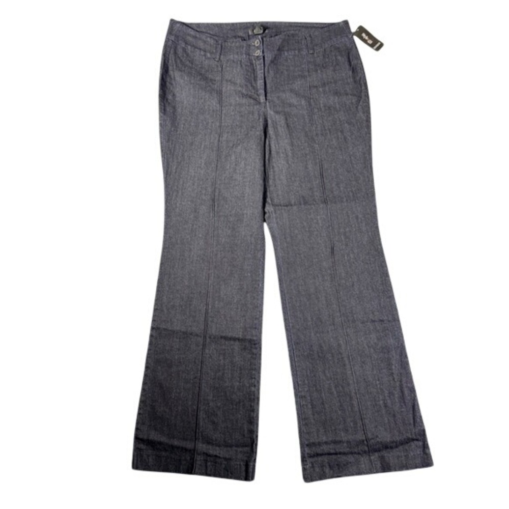 Style & Co Woman Jeans 20W Dark Rinse Wide Leg Trouser Seam Front 54255RI171